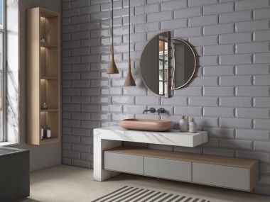 Bevelled Grey Shiny Ceramic Wall Tile