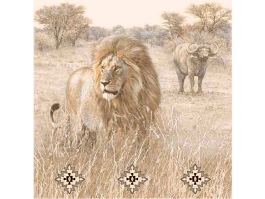 African Lion & Buffalo Matt Floor Spotter - 430 x 430mm