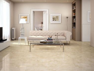 Emotion Crema Shiny Porcelain Floor Tile - 600 x 600mm