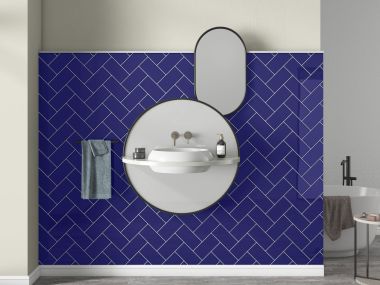 Flat Pacific Blue Shiny Ceramic Wall Tile - 100 x 200mm