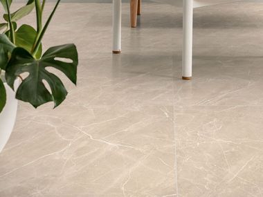 Cecilia Ivory EcoTec Rectified Shiny Hard Body Ceramic Floor Tile - 600 x 600mm