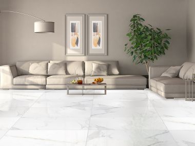 Statuario Satin EcoTec Shiny Glazed Porcelain Floor Tile - 900 x 450mm