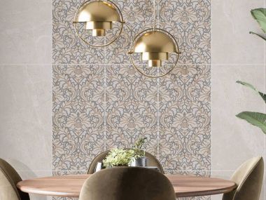 Angelina Damask Shiny Ceramic Wall Tile - 600 x 300mm