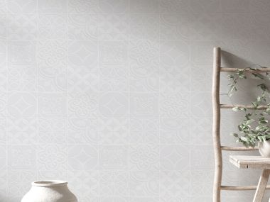 Majorca Cementine White Satin Ceramic Wall Tile - 200 x 200mm